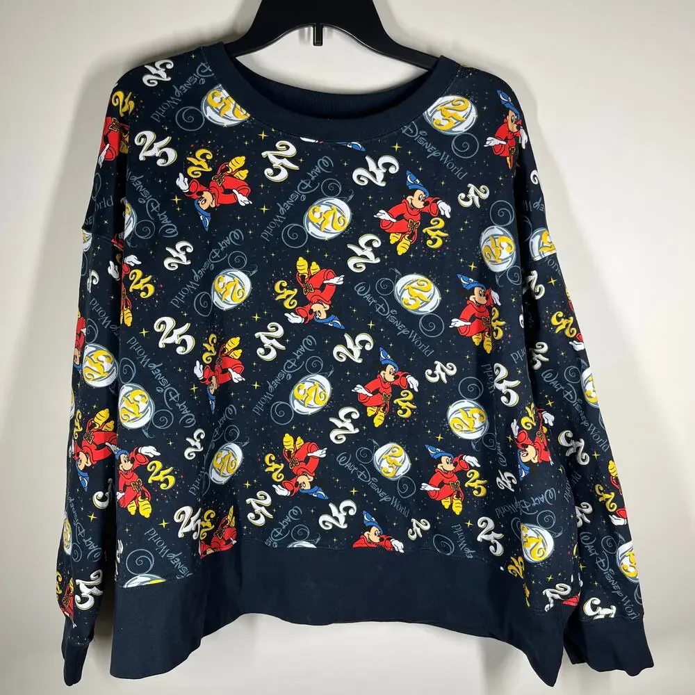 Walt Disney World Sweater Adult 2X Blue 25th Anniversary Vault 50 Mickey Spirit